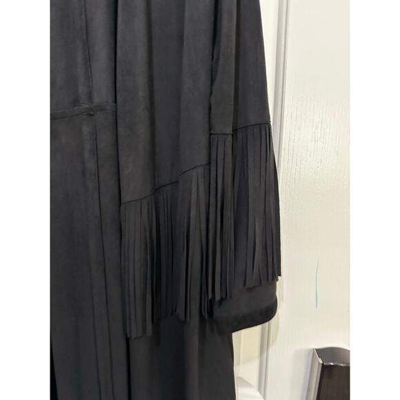 Zara TRF Women's Black Suede Fringe Western Jacket duster cardigan Size Large XL - Picture 3 of 6